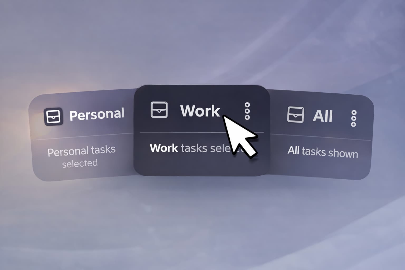 EasyLife Dashboard med jobb og privat modus